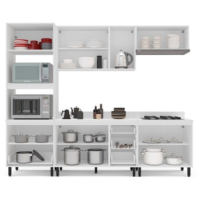 Cozinha Completa com Tampo Meena 10 Portas 4 Gavetas Branca