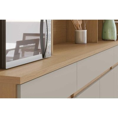 Kit de Cozinha Compacta Realeza c/ 6 Portas e 3 Gavetas 220cm Carvalho/Titânio - Nesher