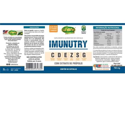 Imunutry 60 Cápsulas 700mg Unilife