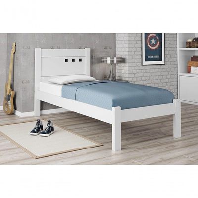 Cama Solteiro Paola Ii Branco/rosa Framar Móveis