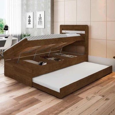 Cama Solteiro Malbec Off White Com Auxiliar E Dois Colchões