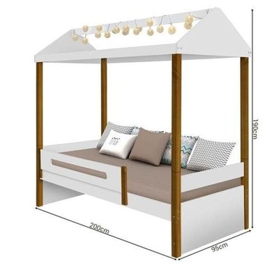 Cama Solteiro Sara Branco Mel Com Led