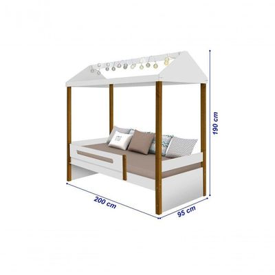 Cama Casa Sara Branco/Mel Com Cama Auxiliar Com 2 Colchões