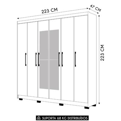 Guarda Roupa Casal 223cm Com Espelho Pernambuco Nature/champanhe - Vila Rica