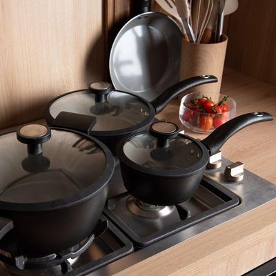 Conjunto De Panelas Noir 5 Peças Em Cerâmica De Indução Kenya Preto