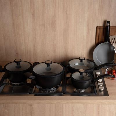 Conjunto De Panelas Noir 5 Peças Em Cerâmica De Indução Kenya Preto