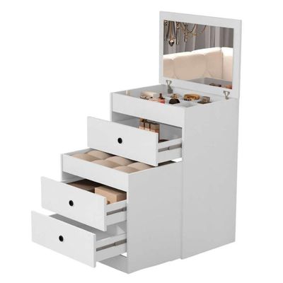 Penteadeira Cômoda Gaveteiro Com Banqueta Embutido Mdf Espelho Basculante Branco
