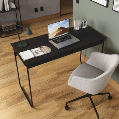 Mesa De Estudos Escrivaninha Home Office Industrial Criare Quarto Escritório Bancada Simples Preto