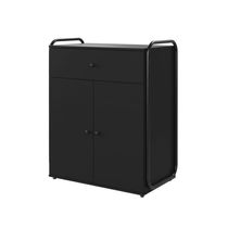 Armário Multiuso Organizador Estilo Industrial Com Gaveta E 2 Portas Escritório Quarto Preto