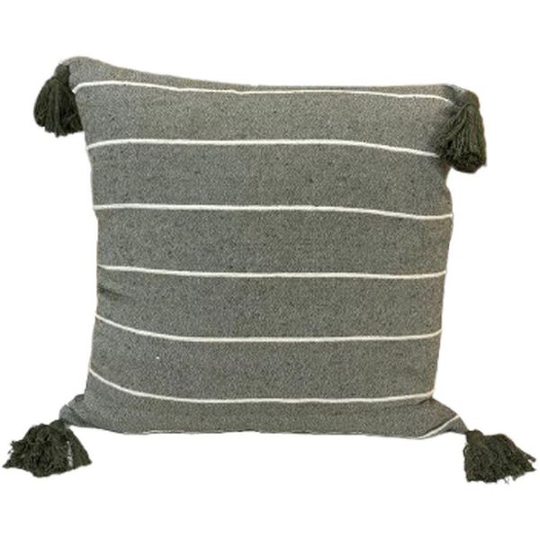 Capa De Almofada Pompom Decorativa 45x45cm Verde Militar