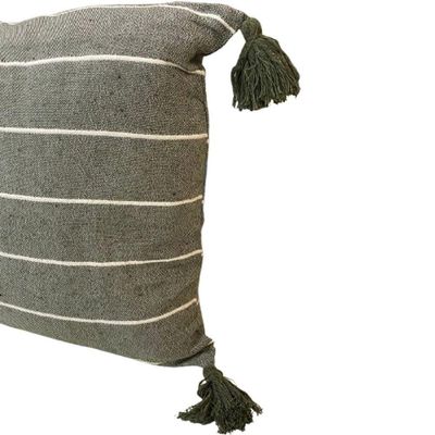 Kit 2 Capa De Almofada Pompom Decorativa 45x45cm Verde Militar