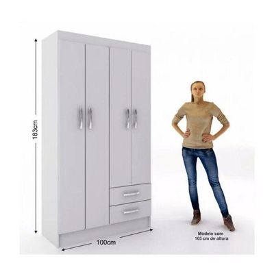 Guarda-roupa Infantil Atalaia 4 Portas 2 Gavetas Branco