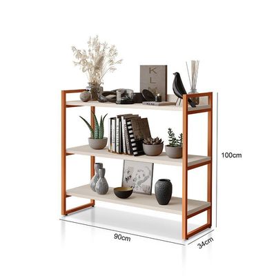 Aparador Milão Com 3 Prateleiras Klm Móveis Off White / Bronze