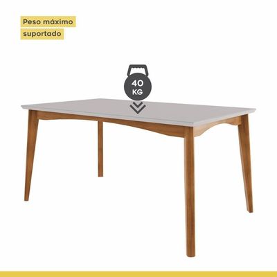 Mesa De Jantar 6 Lugares 160cmx90cm Monalisa Natural/off White Nesher Natural/off White