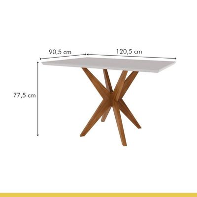 Mesa De Jantar 4 Lugares 120x90cm Donna Natural/off White Nesher Móveis Natural/off White