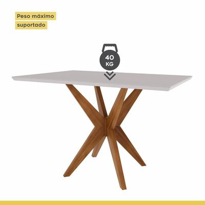 Mesa De Jantar 4 Lugares 120x90cm Donna Natural/off White Nesher Móveis Natural/off White