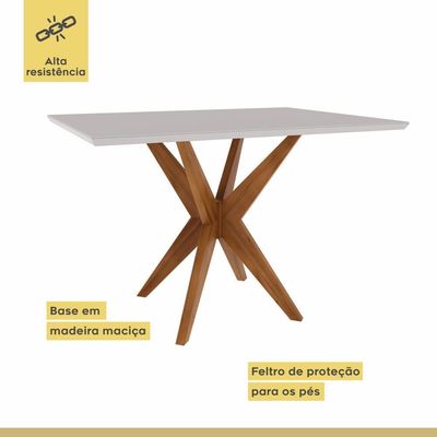 Mesa De Jantar 4 Lugares 120x90cm Donna Natural/off White Nesher Móveis Natural/off White