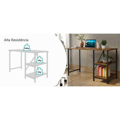 Escrivaninha Mesa Office Estudo Estilo Industrial 110cm Klm Preto/imbuia