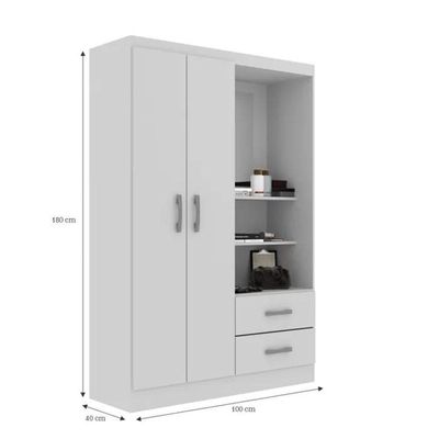 Guarda Roupa Capelinha Infantil 2 Portas 2 Gavetas Premium Branco