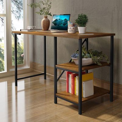 Escrivaninha Mesa Office Estudo Estilo Industrial 110cm Klm Preto/imbuia