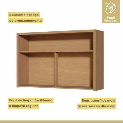 Armário Aéreo 1 Porta Com Relógio 100% Mdf 120cm Condessa Carvalho Nesher Móveis