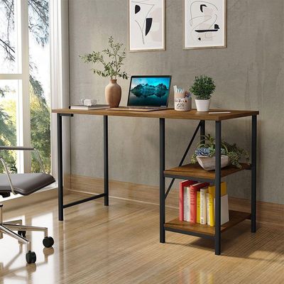 Escrivaninha Mesa Office Estudo Estilo Industrial 110cm Klm Preto/imbuia