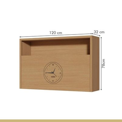 Armário Aéreo 1 Porta Com Relógio 100% Mdf 120cm Condessa Carvalho Nesher Móveis
