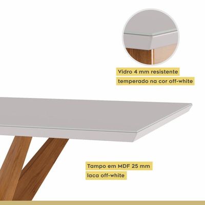 Mesa De Jantar 4 Lugares 120x90cm Donna Natural/off White Nesher Móveis Natural/off White
