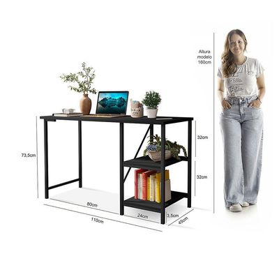 Escrivaninha Mesa Office Estudo Estilo Industrial 110cm Klm Preto/preto