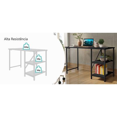 Escrivaninha Mesa Office Estudo Estilo Industrial 110cm Klm Preto/preto