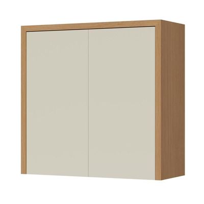 Armário Aéreo 2 Porta 100% Mdf 80cm Condessa Carvalho/greige Nesher Móveis