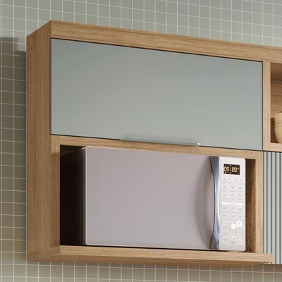 Armário Aéreo 1 Porta 100% Mdf Marquesa Nature/verde Nesher