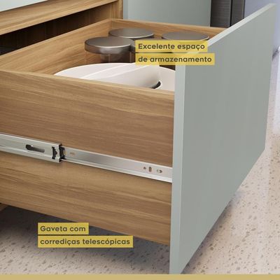 Balcão 1 Porta Basculante 1 Gaveta 80cm 100% Mdf Rainha Nature/verde Nesher