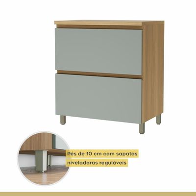 Balcão 1 Porta Basculante 1 Gaveta 80cm 100% Mdf Rainha Nature/verde Nesher