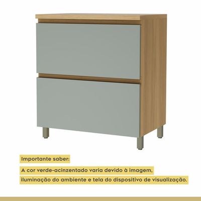 Balcão 1 Porta Basculante 1 Gaveta 80cm 100% Mdf Rainha Nature/verde Nesher