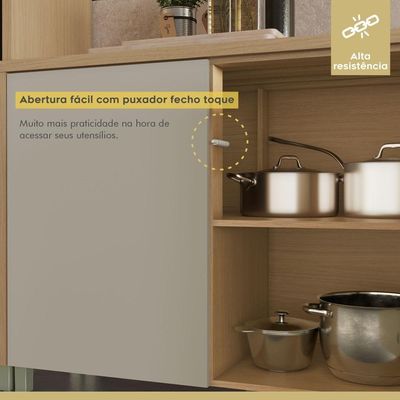 Balcão 2 Portas 120cm Condessa 100% Mdf Nesher Móveis Carvalho/greige