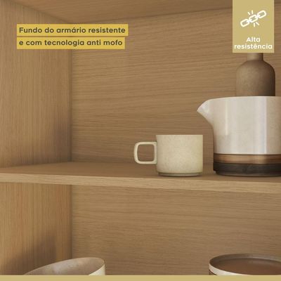 Balcão 2 Portas 120cm Condessa 100% Mdf Nesher Móveis Carvalho/greige