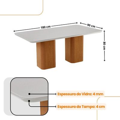Mesa De Jantar Eloise 180cm Tampo Mdf 6 Cadeiras Moderna Turim 07/nat/off/serig. Off