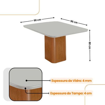 Mesa De Jantar Eloise 90cm Tampo Mdf 4 Cadeiras Moderna Veludo Creme /nat/off/serig. Off