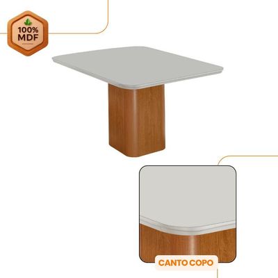 Mesa De Jantar Eloise 90cm Tampo Mdf 4 Cadeiras Moderna Veludo Creme /nat/off/serig. Off