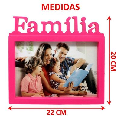Enfeite Porta Retrato De Mesa Rosa Decoração Família 20x15cm