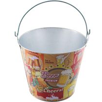 Balde De Gelo Para Cerveja Estampado Em Metal Galvanizado 4,8 Litros