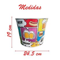Kit 2 Baldes De Gelo Para Cerveja Estampado Em Metal Galvanizado Com Abridor 4,8 Litros