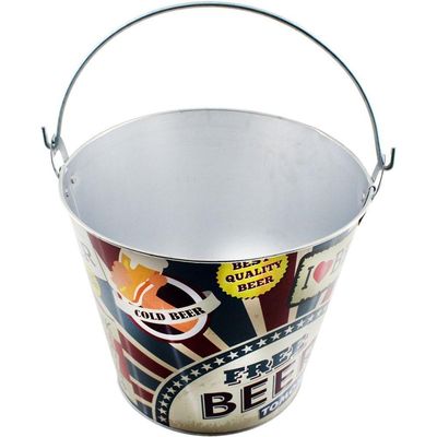 Balde De Gelo Para Cerveja Estampado Em Metal Galvanizado 4,8 Litros