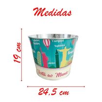 Balde De Gelo Para Cerveja Estampado Em Metal Galvanizado Com Abridor 4,8 Litros