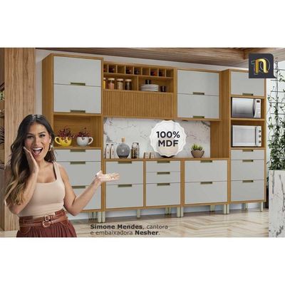 Cozinha Modulada Completa Imperatriz 3 Peças 2 Aéreos + 1 Balcão C6p45 Freijó Grafite