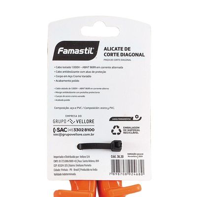 Alicate De Corte Diagonal Profissional 6 1000v Famastil