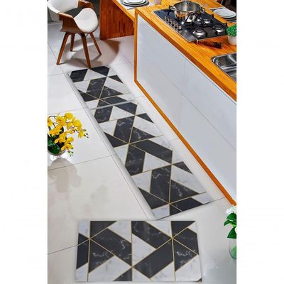 Kit 3 Peças Jogo Cozinha Passadeira Manta Vinilico Laminado Geometric