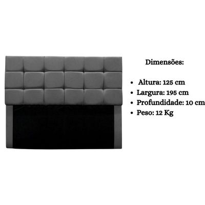 Cabeceira Cama Box Estofada King 195 Cm Gabriela Suede Cinza