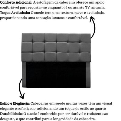 Cabeceira Cama Box Estofada King 195 Cm Gabriela Suede Cinza
